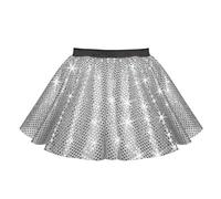 Inspired Costumes Gonna da bambina con paillettes scintillanti, per jazz, tap, danza moderna, Argento, 24W