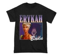 Inspired Erykah Badu Band Hip Hop Rap Black Tee Shirt Black XL