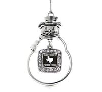 Inspired Silver - You Don't Scare Me I'm from Texas Charm Ornament - Ciondolo quadrato in argento con ciondolo a forma di pupazzo di neve con gioielli in zirconia cubica