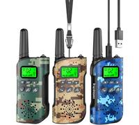 Inspireyes Walkie-Talkie Bambini Ricaricabili, 48 Ore di Orario di Lavoro, 3 Chilometri di Lungo Raggio, Regali di Compleanno per Ragazzi Ragazze, Giocattoli da Esterno per Bambini di 3-12 Anni