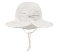 INSPUTOL Cappello da Sole per Bambina, in Cotone, con Fiori Ricamati e Fiocco, Estivo a Tesa Larga, per Neonati e Bambini Piccoli da 6 a 12 Mesi (Bianco)
