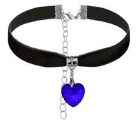 INSPUTOL Collana girocollo in velluto con ciondolo a cuore blu, collarino gotico nero regolabile per donne e ragazze, perfetta per feste di Halloween e cosplay
