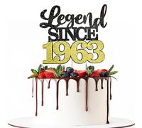 INSPUTOL Legend Since 1963 Cake Topper Topper per Torta per 60° Compleanno Happy Black & Golden Decorazione per Torta per Uomini e Donne di quarant'anni Forniture per Feste di Compleanno