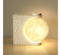 INSSISAIN Lampada da Luna con Sveglia Luminosa, LED a 8 Colori, Macchina Sonora con Luce Notturna, Doppio Allarme, Funzione Snooze, 10 Suoni della Natura