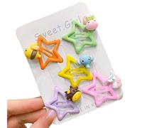InsStyle - Fermaglio per capelli a forma di stella a cinque punti, colorato, clip laterale per capelli, in resina epossidica, 5 pezzi, forcine per capelli per bambine