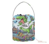 Insta Famous Dino Skater - Borsa tote per uncinetto e uncinetto, portatile, per lavori a maglia e uncinetto
