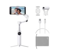 Insta360 Flow 2 Plus Pack Tracker IA Bianco - Gimbal per iPhone/Android | Stabilizzatore per Smartphone, tracking IA con tutte le App, tracciamento IA di Gruppo, selfie stick con treppiede integrato