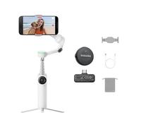 Insta360 Flow 2 Pro Pack Microfono Bianco-Gimbal per smartphone AI, Stabilizzazione a 3 Assi, Apple DockKit, Microfono Air, Tracciamento gruppo e panoramica 360°, Treppiede/Selfie Stick Integrati