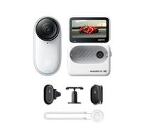 Insta360 GO 3S Bianco Artico (128GB) Pack POV Moto- Cam 4K per vlogging, POV a mani libere, montaggio magnetico, stabilizzazione, 140 minuti di autonomia, impermeabilità fino a 10 m, editing IA
