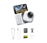 Insta360 GO Ultra Pack Base Bianco Artico- action cam mini 4K a mani libere, indossabile, superba in bassa luce, montala ovunque, stabilizzazione FlowState, 200 min di carica, impermeabile 10m