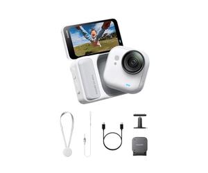 Insta360 GO Ultra Pack Base Bianco Artico- action cam mini 4K a mani libere, indossabile, superba in bassa luce, montala ovunque, stabilizzazione FlowState, 200 min di carica, impermeabile 10m