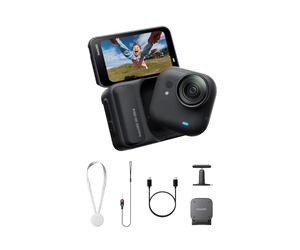 Insta360 GO Ultra Pack Base Nero Notte- action cam mini 4K a mani libere, indossabile, superba in bassa luce, montala ovunque, stabilizzazione FlowState, 200 min di carica, impermeabile 10m