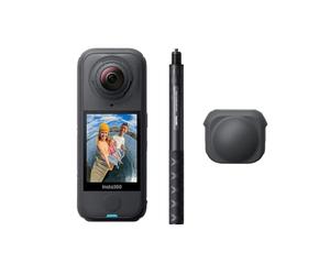 Insta360 X4 Air Pack Snowboard Nero grafite- Videocamera impermeabile e leggera 165g 8K 360, selfie stick invisibile, lenti sostituibili, prima registri poi inquadri, cover antivento, stabilizzazione