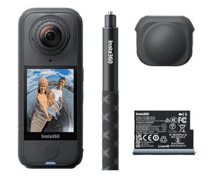 insta360 X4 Air Starter Bundle - Action Camera 8K 360° con obiettivi sostituibili, include bastone per selfie, copriobiettivo e batteria aggiuntiva (2 pezzi)