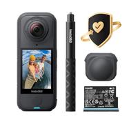 Insta360 X4 Air Starter Bundle con FlexiCare 2 anni - Action Camera 8K 360 con obiettivi sostituibili, bastone invisibile selfie da 114 cm, copriobiettivo e batteria aggiuntiva