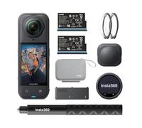 Insta360 X5 Essentials Bundle + Mic Pro - Kit di action camera impermeabile 8K a 360° con microfono wireless Mic Pro, audio galleggiante a 32 bit e bastone invisibile per selfie