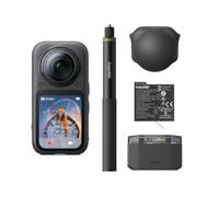 Insta360 X6 Essentials Bundle - Action Camera 8K 360°, doppio sensore da 1/1,1", batteria extra, custodia di ricarica e bastone invisibile per selfie, colore: nero notte