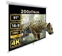 INSTAAL Schermo Proiettore Manuale con Bordi | 200x114cm 91" 16:9 | Telo Proiezione Bianco con Retro Nero a Molla 2 Metri - Videoproiezione 2mt 3D 4K UltraHD | 100% Professionale di Qualità Superiore
