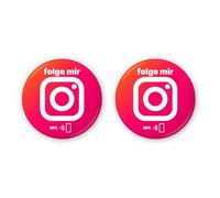 Instagram - Adesivi NFC "folge mir", confezione da 2, scrivibili individualmente e riutilizzabili, diametro 3 cm, per smartphone, fiere e influencer in viaggio