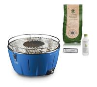 InstaGrill | Barbecue a Carbonella senza fumo, da Tavolo, da Balcone, Portatile. Include Batteria Ricaricabile, Carbone e Gel per accensione, in soli 5 minuti. Grill da Campeggio. PAK Blu Oceano