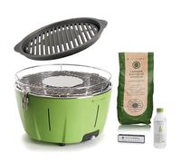 InstaGrill | Barbecue da Tavolo o Balcone a carbonella con Griglia in Ghisa. Barbecue Portatile, da Campeggio con Batteria Ricaricabile, Carbone e Gel per accensione. ADVANCED Verde Avocado