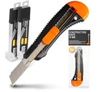 Instalguru Taglierino Universale 18 mm Coltello da Moquette Cutter per Cartone Lame Segmentate 21x Lame di Ricambio Blocco di Sicurezza Uso Domestico Fai da Te Imballaggio