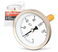 Instalguru Termometro Bimetallico Circolare 1/2'' 63 mm 0-120 °C Montaggio Posteriore Per Caldaie Tubi Scambiatori Di Calore Impianti Di Riscaldamento Acqua