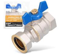 Instalguru Valvola A Sfera 1'' Filettatura Femmina Raccordo Filettato Farfalla PTFE Ottone 10 Bar 120°C Acqua Potabile Riscaldamento Valvola Unione