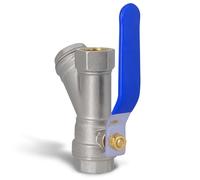 Instalguru Valvola A Sfera In Ottone 1'' Filettatura Femmina 30 Bar Con Filtro Magnetico A Y Tenuta Pressione Per Impianti Di Riscaldamento Acqua Potabile Chiusura Idraulica Raccordi