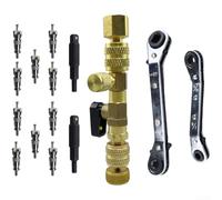 Installatore e rimozione del nucleo della valvola CA in lega di acciaio con chiave curva e adattatori esagonali strutturati per un uso stabile verso il basso