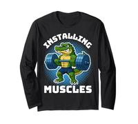 Installazione Muscoli Coccodrillo Pesi Palestra per Ragazzi Uomini Maglia a Manica