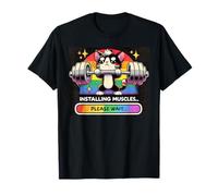 Installazione Muscoli Divertente LGBT Rainbow Gym Fitness Cat Meme Maglietta