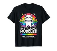 Installazione Muscoli Divertente LGBT Rainbow Gym Fitness Cat Meme Maglietta