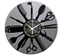 Instant Karma Clocks | Orologio Da Parete | Barber Shop | Barbiere | Parrucchiere | Colore Nero e Argento | Doppio Vinile | Idea Regalo