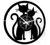 Instant Karma Clocks | Orologio da Parete con Coppia di Gatti Stilizzati | Design Artistico per Amanti dei Gatti, Idea Regalo Decorativa a Tema Felino