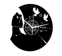 Instant Karma Clocks | Orologio da Parete Coppia Sposi | Design Elegante con Silhouette Matrimonio e Colombe | Idea Regalo per Nozze e Anniversari