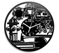 Instant Karma Clocks | Orologio Da Parete | Design Caserma dei Vigili del Fuoco | Silhouette Pompieri | 30 cm, Decorativo
