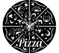 Instant Karma Clocks | Orologio da Parete Tema Pizzeria | Design Artistico per Arredare Cucina, Ristorante, Locali o Regalare agli Amanti della Pizza (Nero-03)