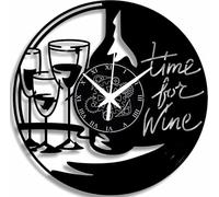 Instant Karma Clocks | Orologio da Parete Time for Wine in Vinile | Design Calici e Bottiglia | Arredo Cucina Sala Bar | Regalo Originale per Amanti del Vino