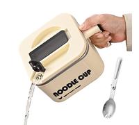 Instant Noodle Bowl - quadrata in acciaio 304 a tenuta stagna con manico e cucchiaio, grande capacità, per microonde, cucina, dormitorio, regalo per casa e ufficio