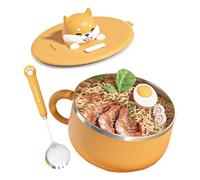 Instant Noodle Bowl,Spoon Kitchenware Heat Insulation - 19x13cm Noodle Maker Bowl With Lid | Easy Stirring Access For Kitchen College Dorm Apartment Dining Room Students