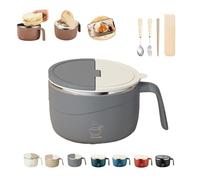 Instant Noodle Bowl with Lid, 1200ml Stainless Steel Ramen Bowls for Office & Dorm, Leak Proof Large Pasta Bowls with Drain Holes & Phone Holder, Double-Layer Anti-Scald Soup Cup (B)