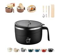 Instant Noodle Bowl with Lid, 1200ml Stainless Steel Ramen Bowls for Office & Dorm, Leak Proof Large Pasta Bowls with Drain Holes & Phone Holder, Double-Layer Anti-Scald Soup Cup (D)