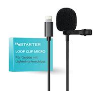 Instarter Microfono lavalier con clip 360° - cavo da 6 m, con antivento e custodia - per dispositivi Apple - adatto a dirette streaming sui social