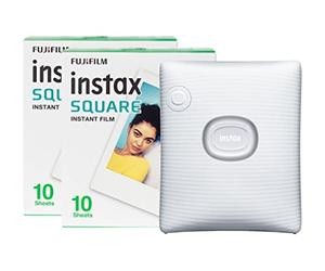 instax Fujifilm Square Link - Stampante fotografica per smartphone wireless, 20 scatti, colore: Bianco