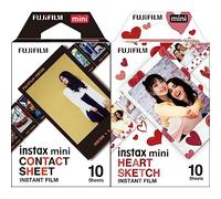 instax mini film 10 shot pack, bordo CUORI & Instax Mini Contact Sheet Edge Film, confezione da 10 foto (Minifilm)