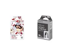 instax mini film 10 shot pack, bordo CUORI & instax mini Film Pellicola Istantanea per Fotocamere, Formato 46x62 mm, 10 shot, Monochrome
