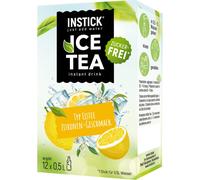 INSTICK Ice Tea senza zucchero (Tè Freddo Limone) - 1 confezione per 12 x 0,5-1 L - Bevanda istantanea senza zucchero - Polvere per bevande vegane a basso contenuto calorico e vitamina C