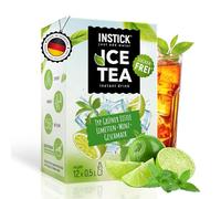 INSTICK Ice Tea senza zucchero (Tè Freddo Limetta e Menta) - 1 confezione per 12 x 0,5-1 L - Bevanda istantanea senza zucchero - Polvere per bevande vegane a basso contenuto calorico e vitamina C