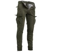 Instinct I Pantaloni Uomo Cargo con Tasche Laterali Slim Fit Autunno Inverno Caldi, Pantaloni Tasconati Multitasche Militari da Lavoro con Elastico alla Caviglia e Coulisse, Taglia 52, Verde MK-606